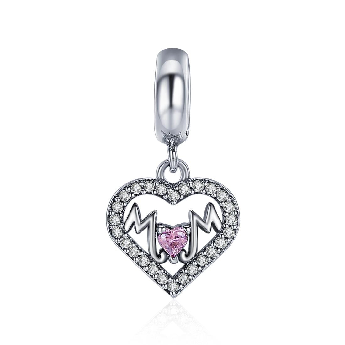 925 Sterling Silver Love Mother Heart Pendant For Diy Bracelets & Necklaces