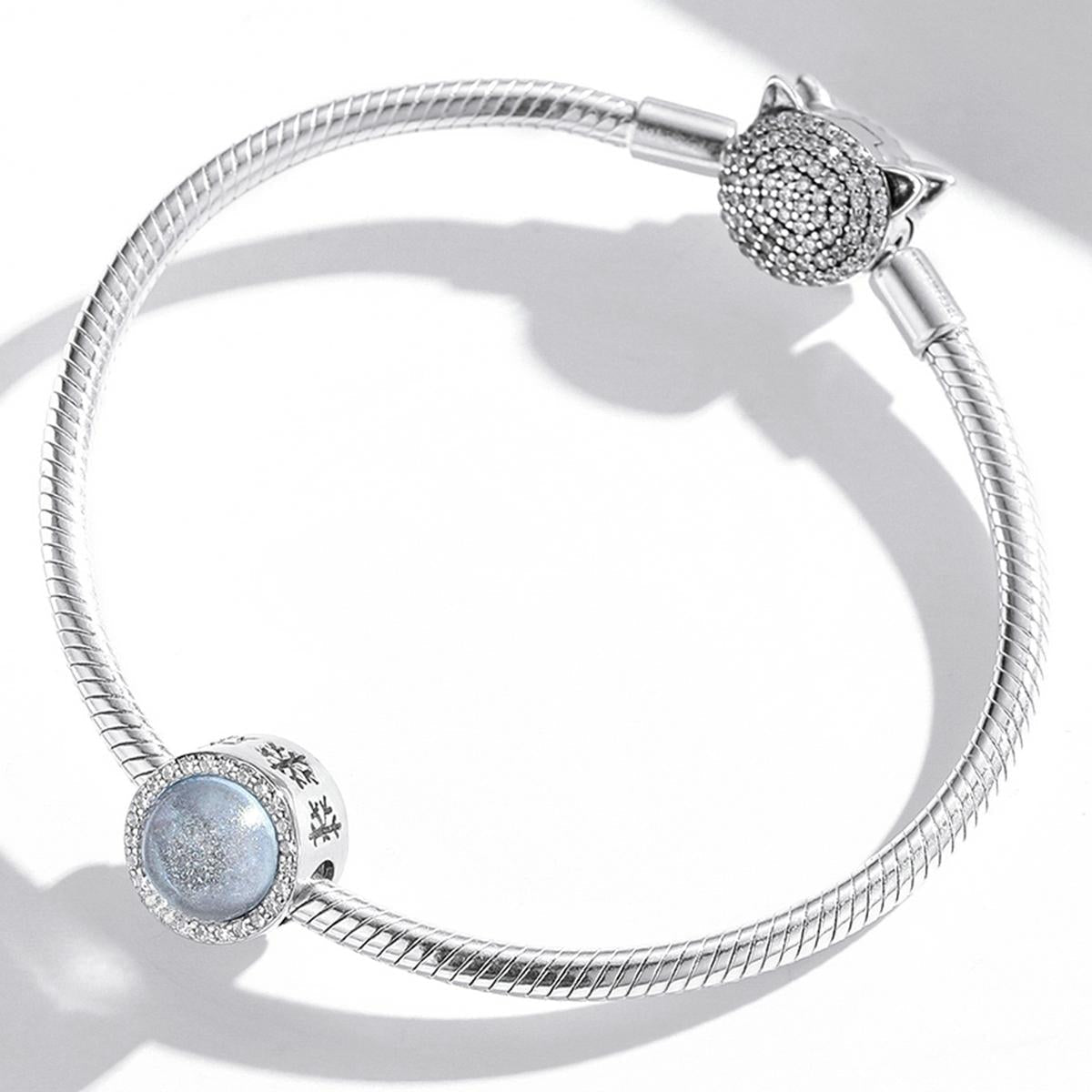 925 Sterling Silver Christmas Night Snow Scene Beads For Diy Bracelet Or Necklace