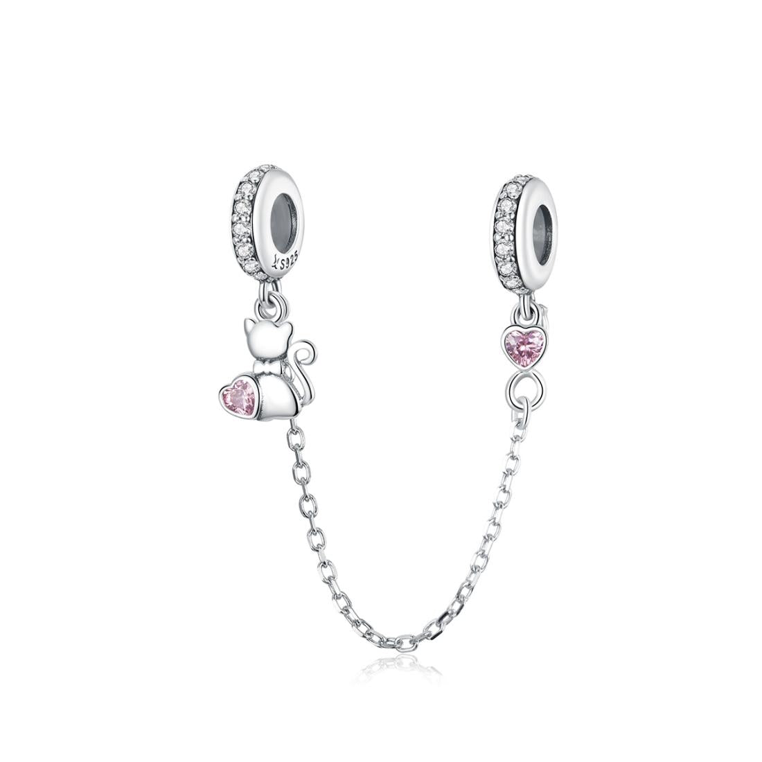 925 Sterling Silver Cat Safety Chain For Diy Bracelets