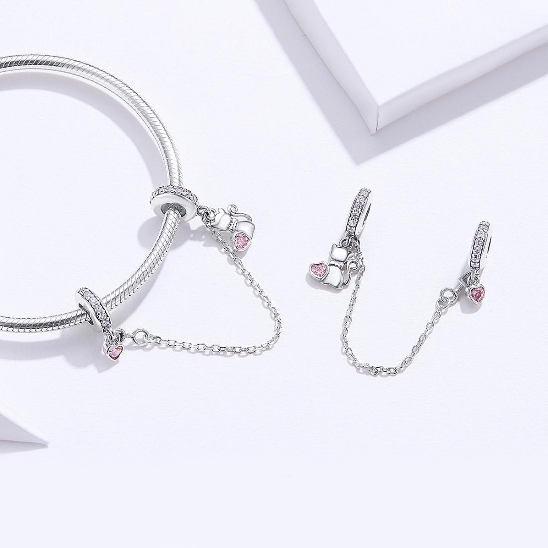 925 Sterling Silver Cat Safety Chain For Diy Bracelets