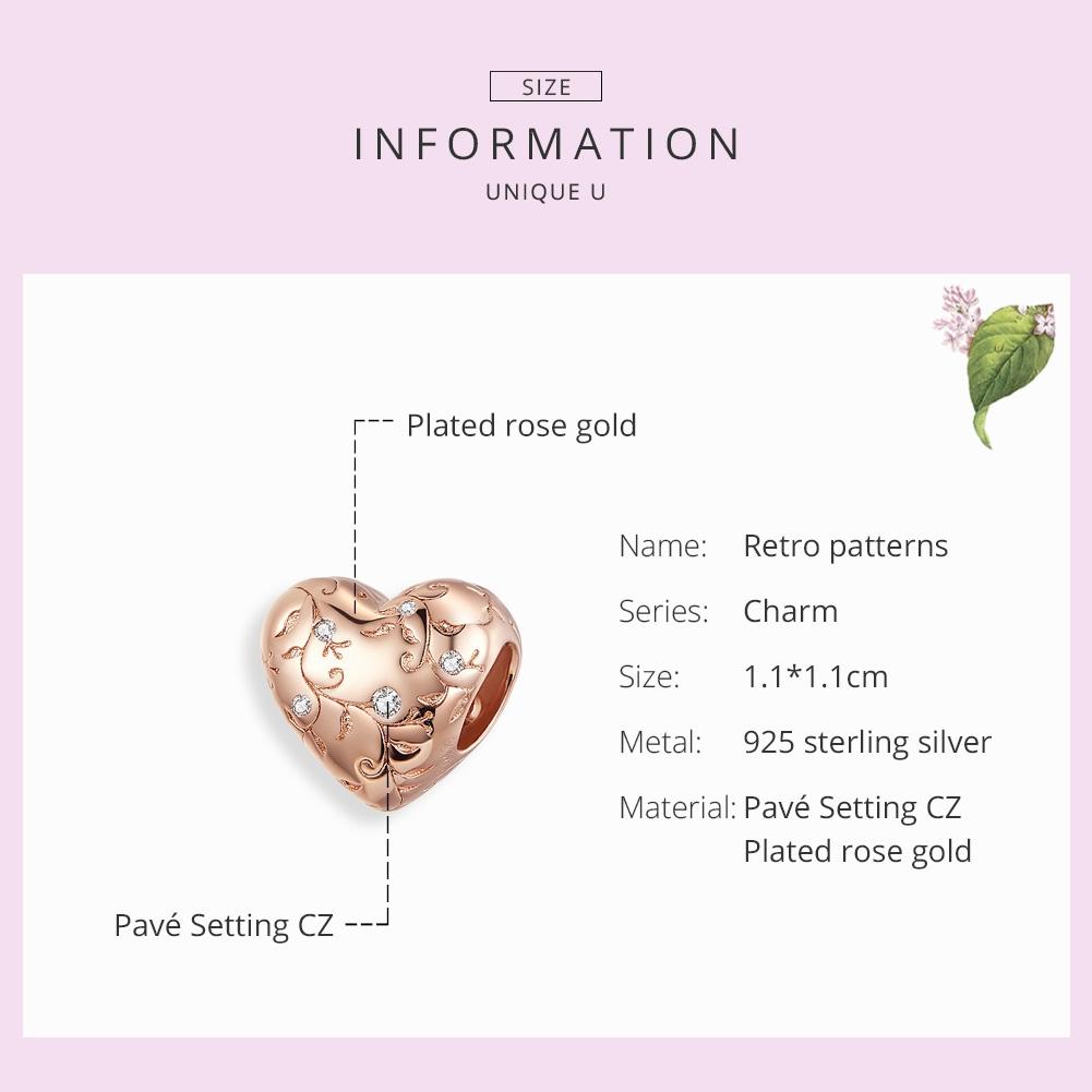 925 Sterling Silver Retro Rose Gold Beaded Bracelet Accessory