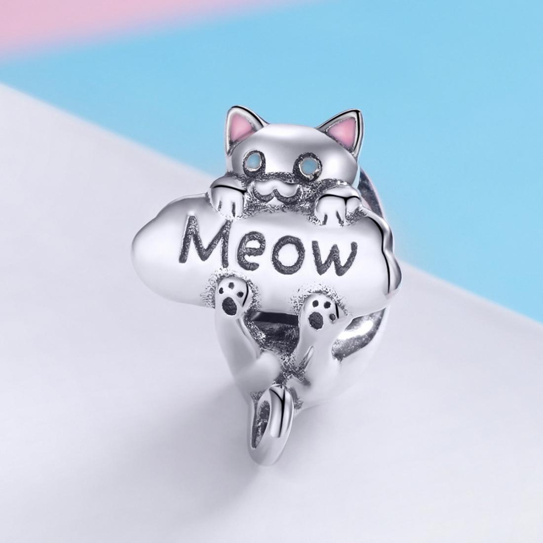 925 Sterling Silver Adorable Cat Charm For Diy Bracelets & Necklaces