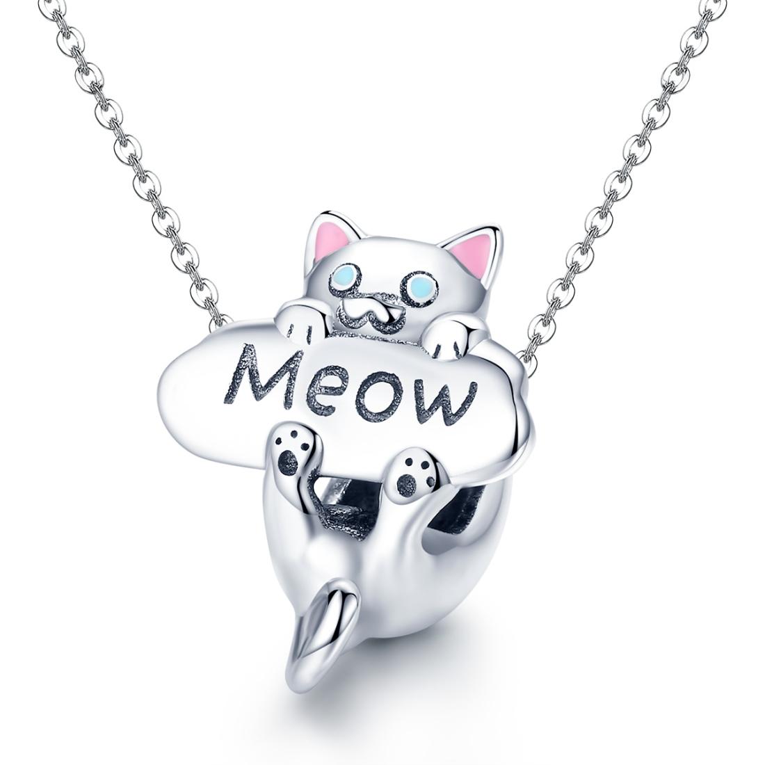 925 Sterling Silver Adorable Cat Charm For Diy Bracelets & Necklaces