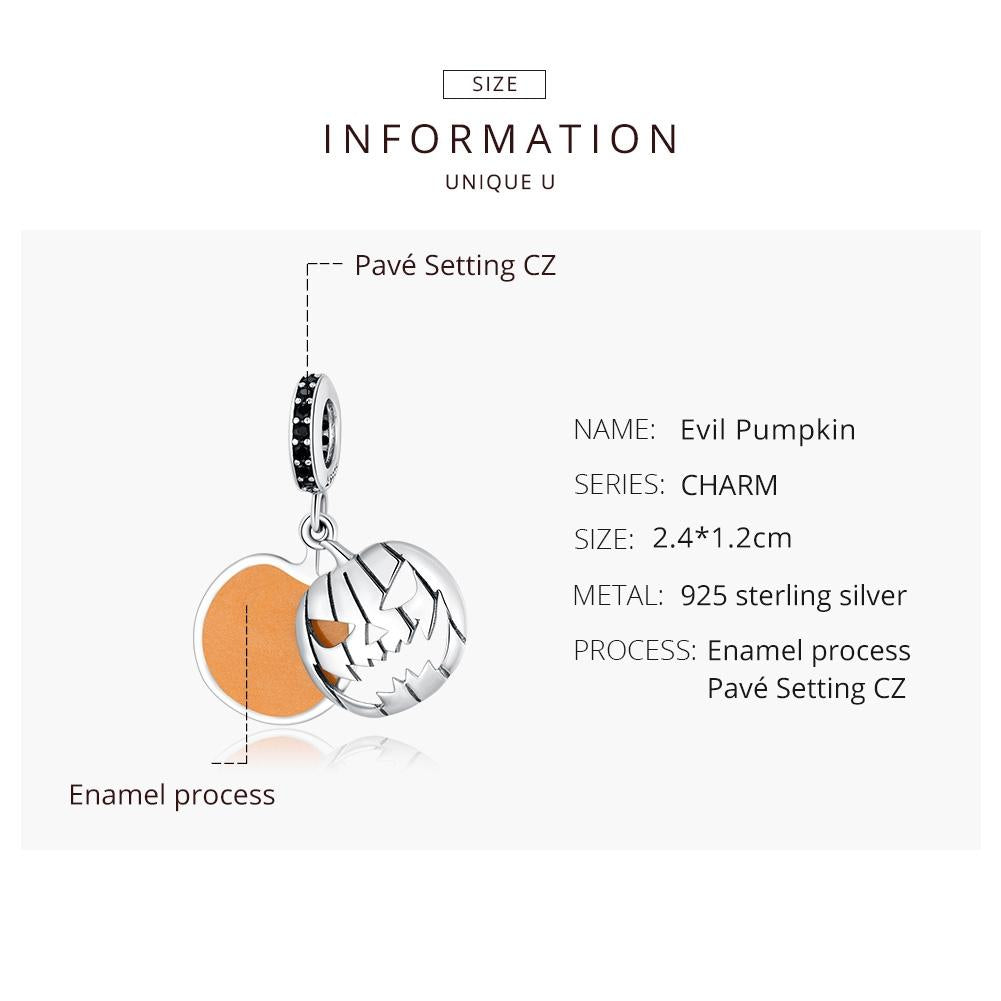 925 Sterling Silver Smiling Pumpkin Pendant For Diy Bracelets & Necklaces