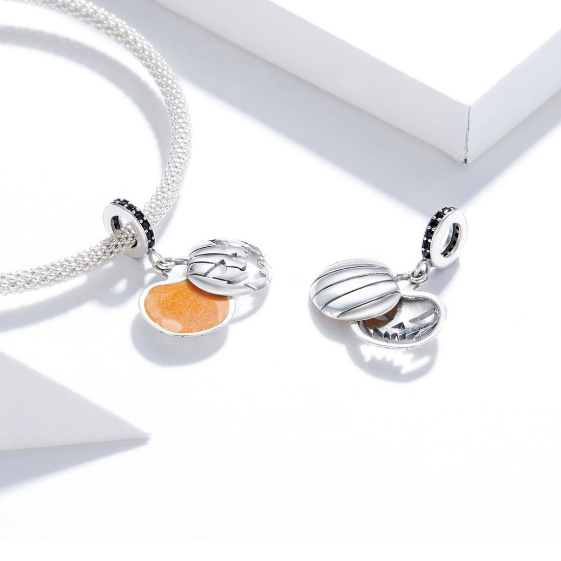 925 Sterling Silver Smiling Pumpkin Pendant For Diy Bracelets & Necklaces