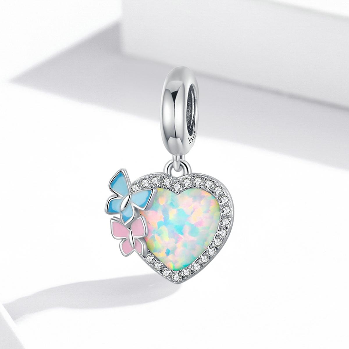 925 Sterling Silver Colorful Opal Butterfly Pendant For Diy Bracelets & Necklaces
