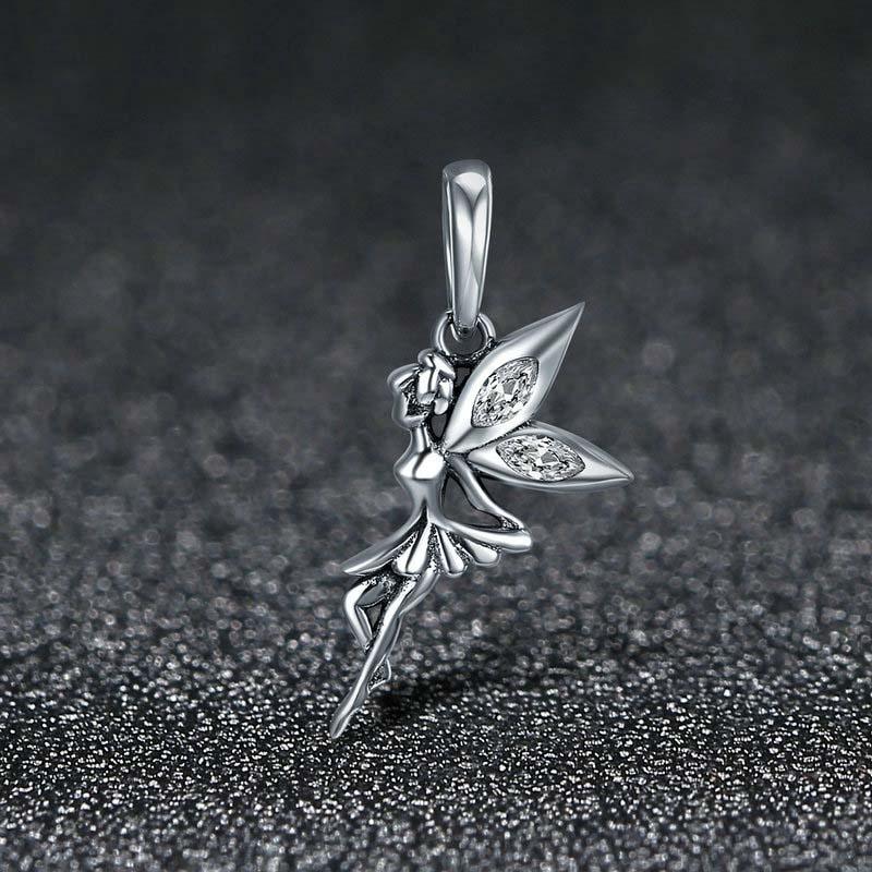 925 Sterling Silver Flower Fairy Dangle Pendant For Diy Bracelets & Necklaces