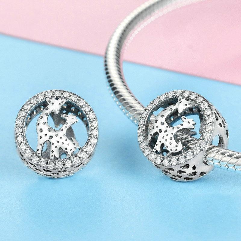 925 Sterling Silver Giraffe Bead Bracelet Accessory