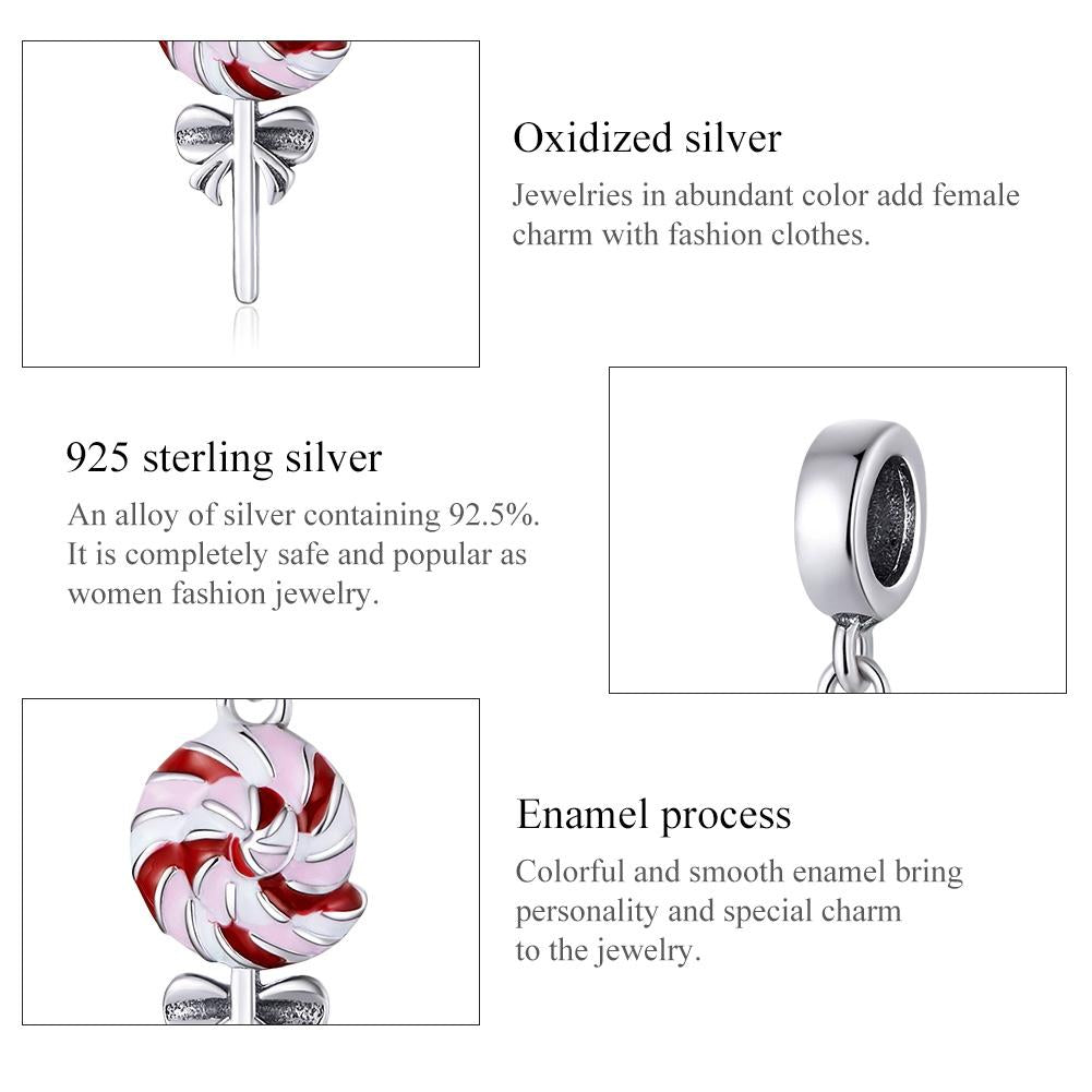 925 Sterling Silver Colorful Lollipop Pendant