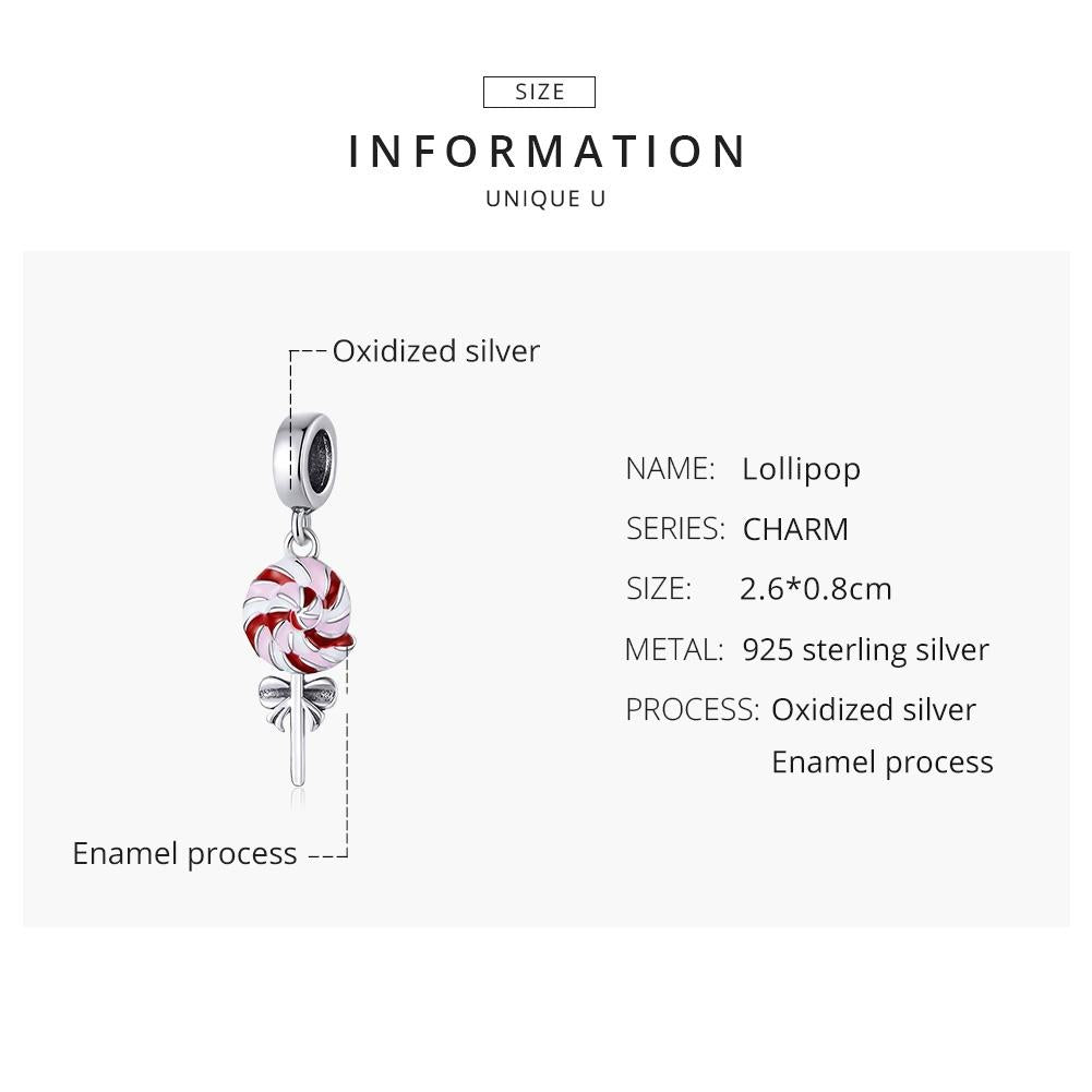 925 Sterling Silver Colorful Lollipop Pendant