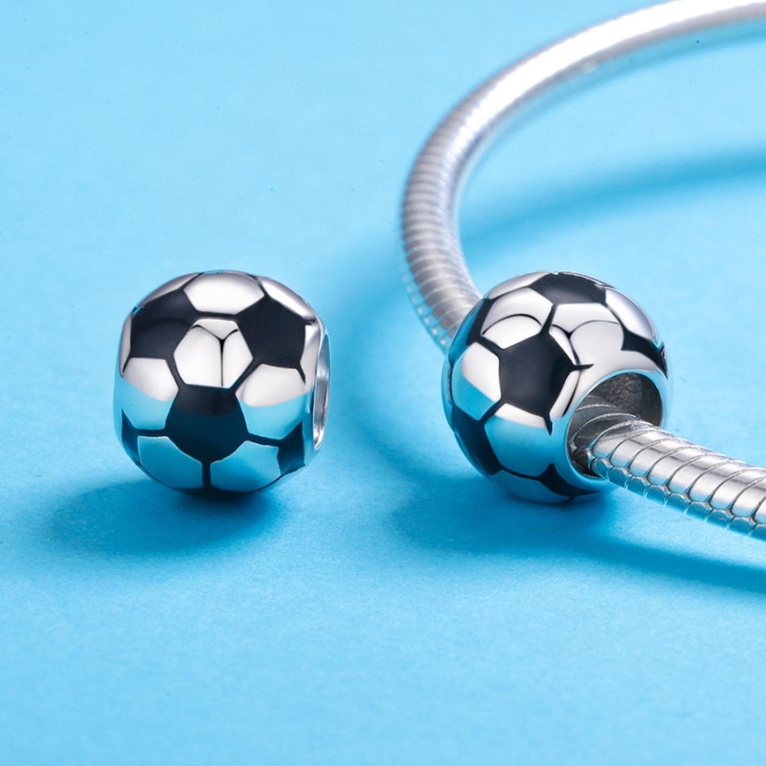 925 Sterling Silver Football Love Pendant Beads