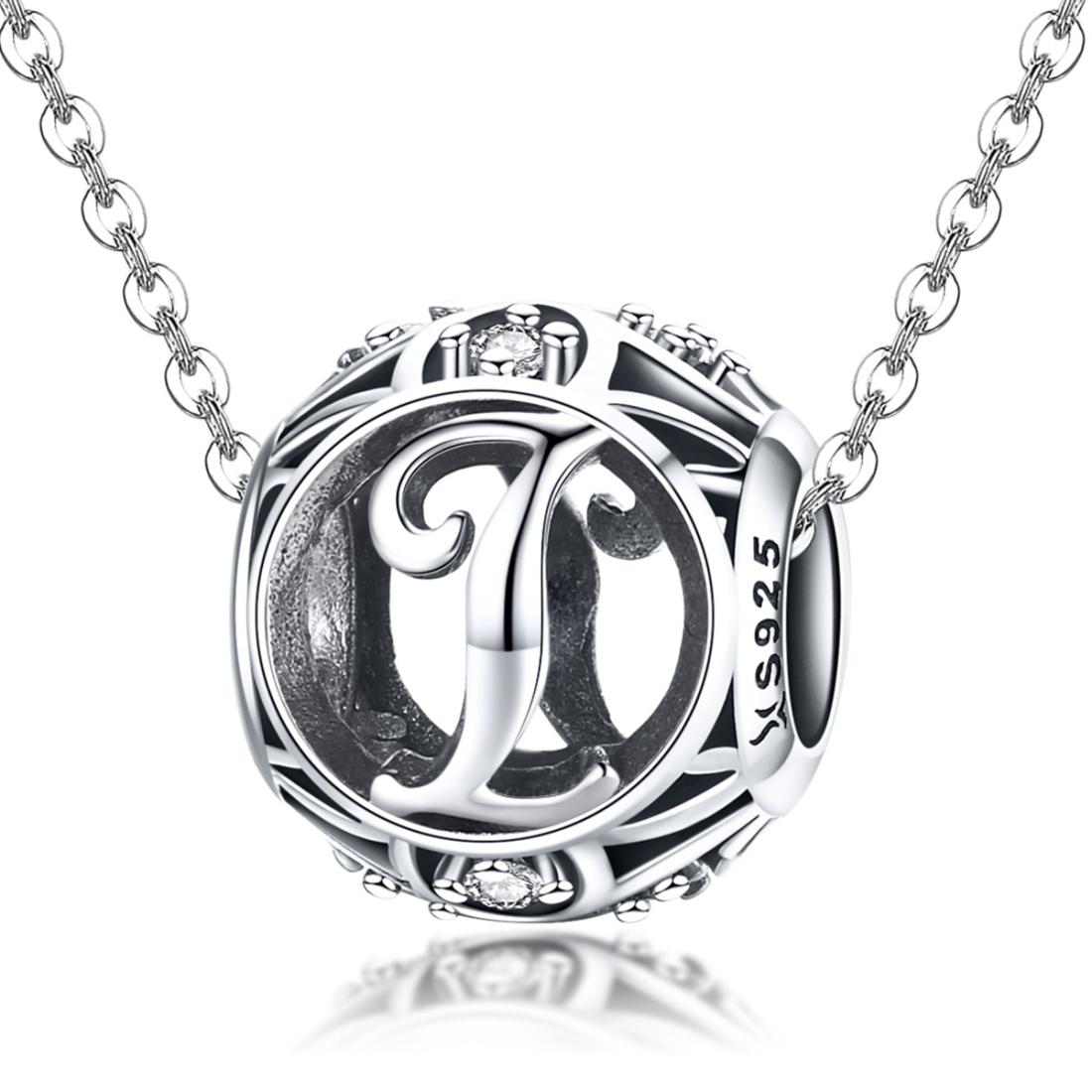 925 Sterling Silver 26 English Letter Beads For Diy Bracelets & Necklaces Style - I