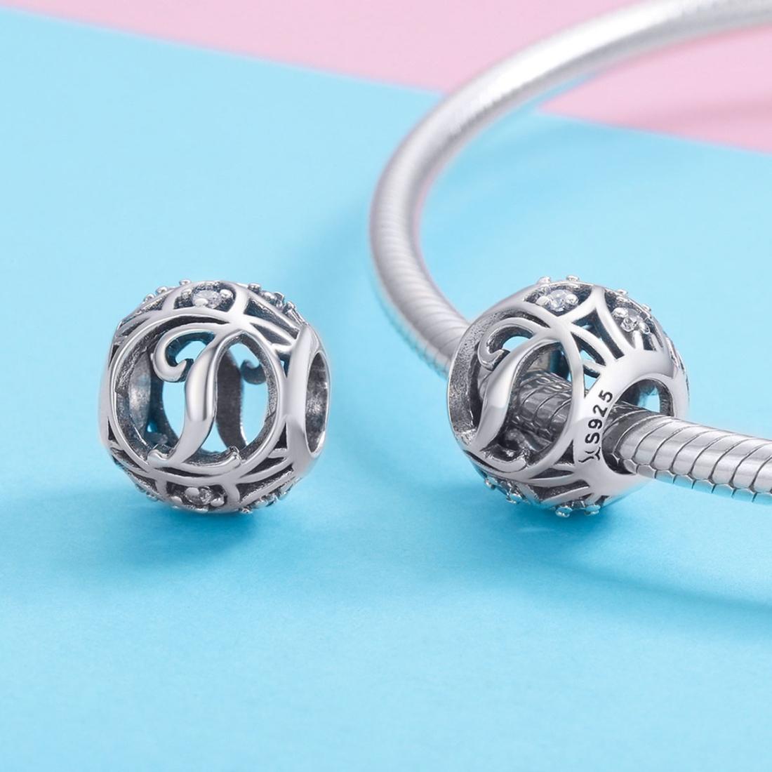 925 Sterling Silver 26 English Letter Beads For Diy Bracelets & Necklaces Style - I