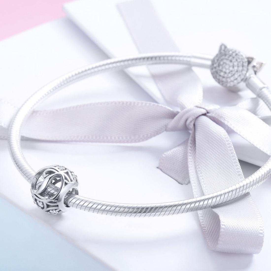 925 Sterling Silver 26 English Letter Beads For Diy Bracelets & Necklaces Style - I