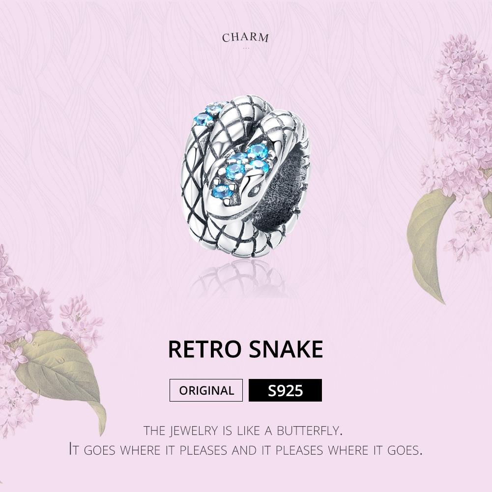 925 Sterling Silver Retro Snake Beaded Diy Bracelet