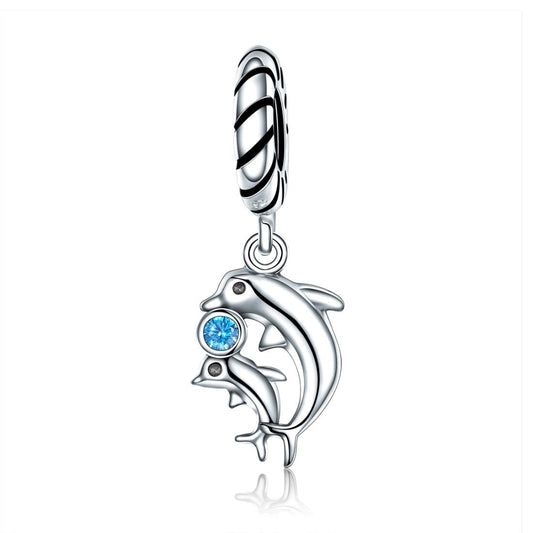 925 Sterling Silver Dolphin Bead Pendant For Diy Bracelets & Necklaces