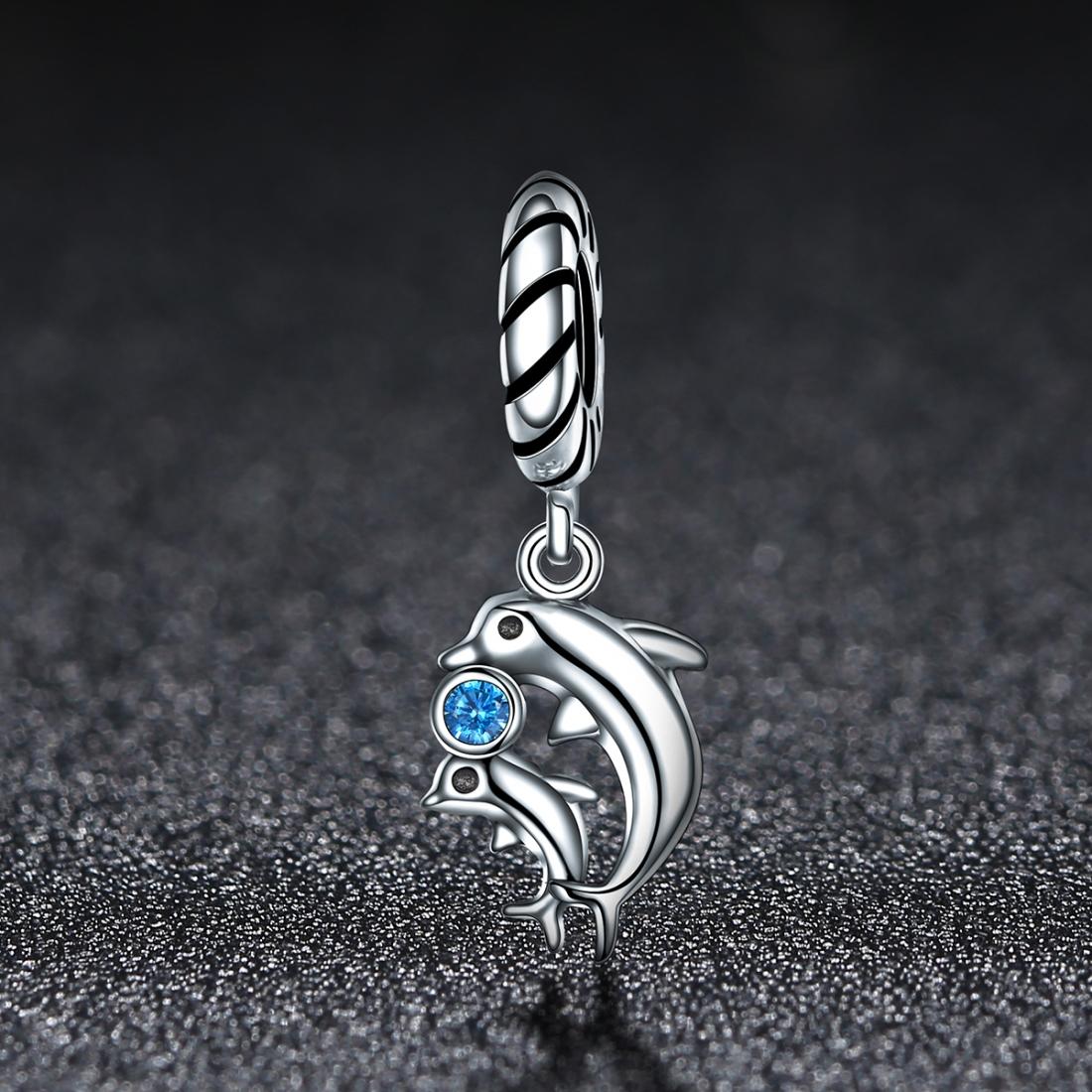 925 Sterling Silver Dolphin Bead Pendant For Diy Bracelets & Necklaces