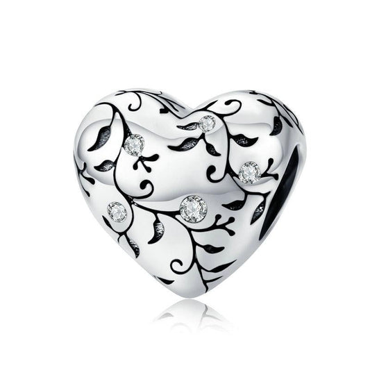 925 Sterling Silver Retro Heart Beads For Diy Bracelets