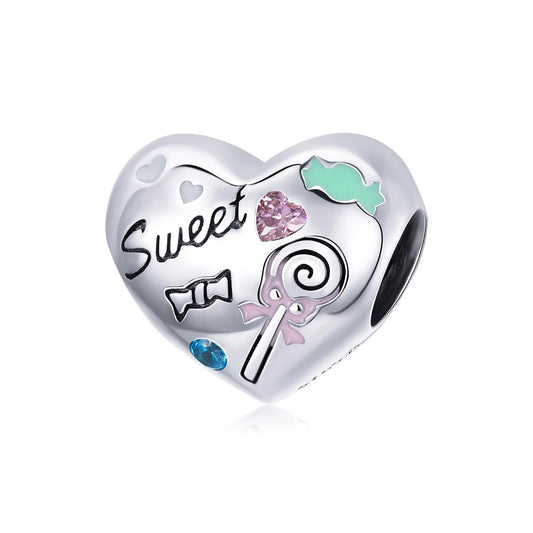 925 Sterling Silver Sweet Heart Beads For Diy Bracelets & Necklaces