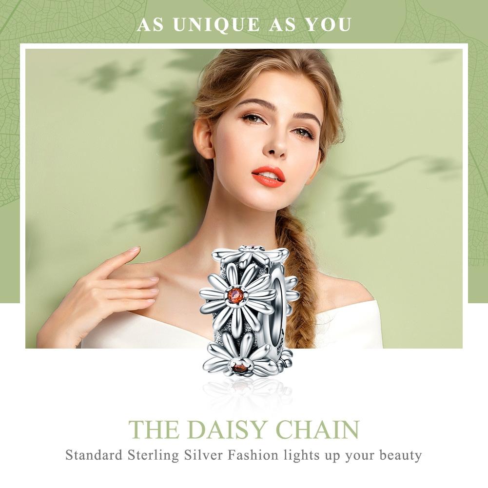 925 Sterling Silver Daisy Wreath Beads For Diy Bracelets & Necklaces