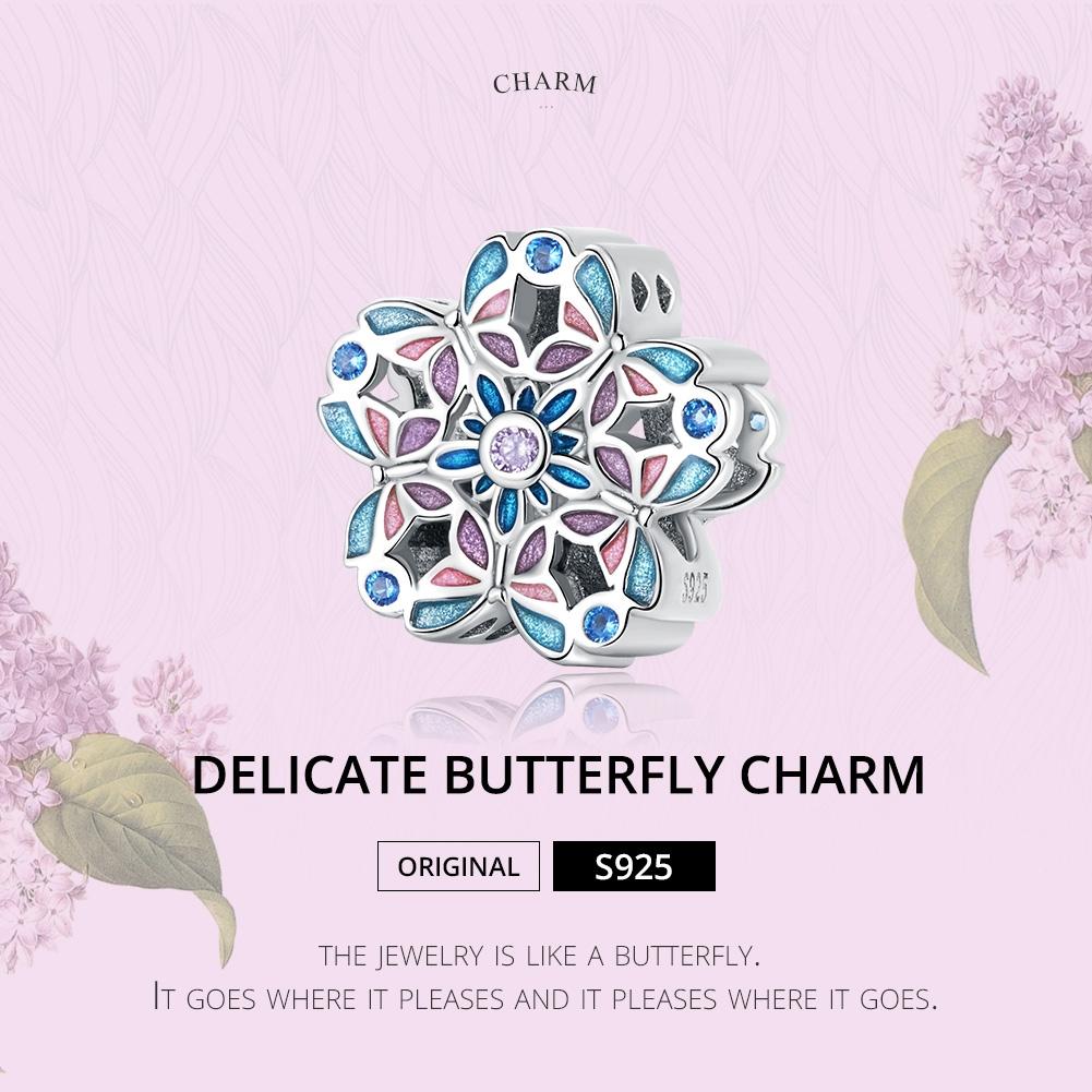 925 Sterling Silver Delicate Butterfly Bead For Bracelet / Necklace