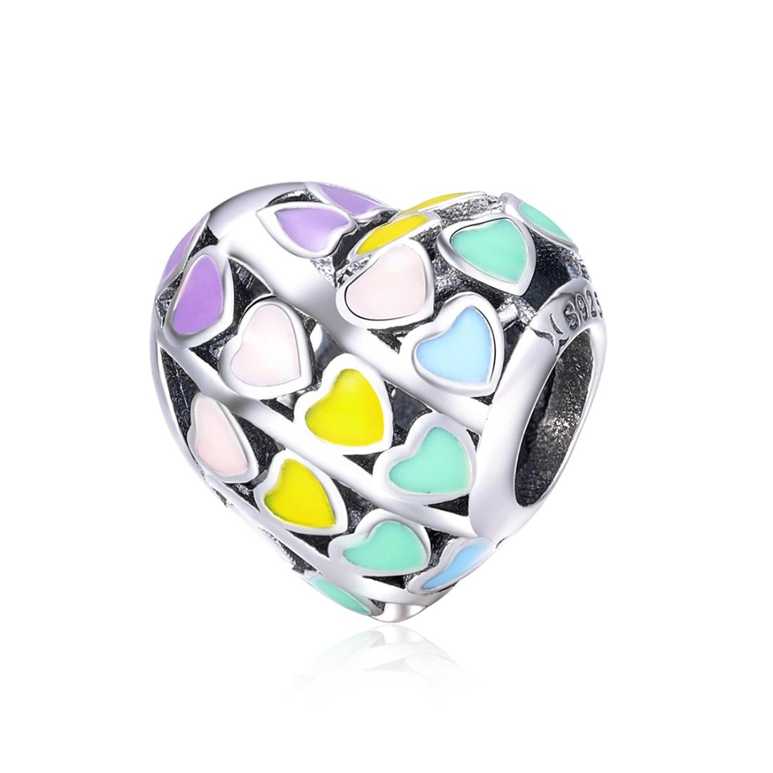 925 Sterling Silver Diy Bracelet Accessory Heart Shaped Oil Drop Beads