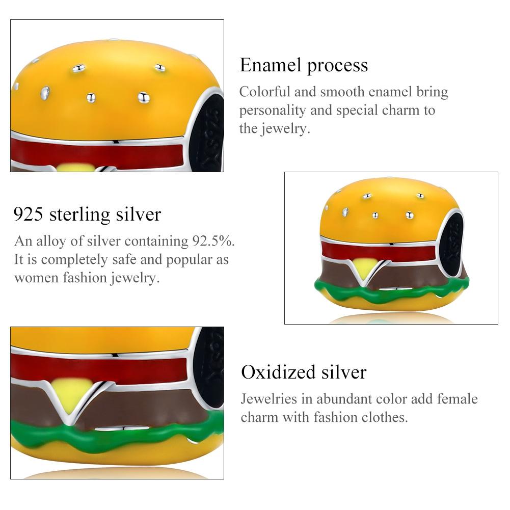 925 Sterling Silver Burger Bead For Diy Bracelet / Necklace