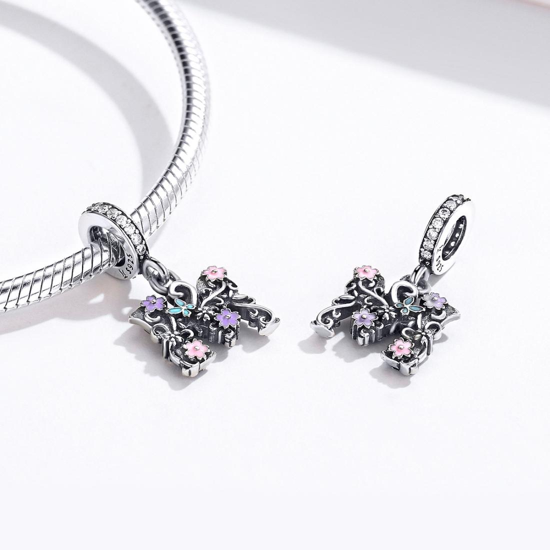 925 Sterling Silver Letter M Pendant For Diy Bracelets & Necklaces