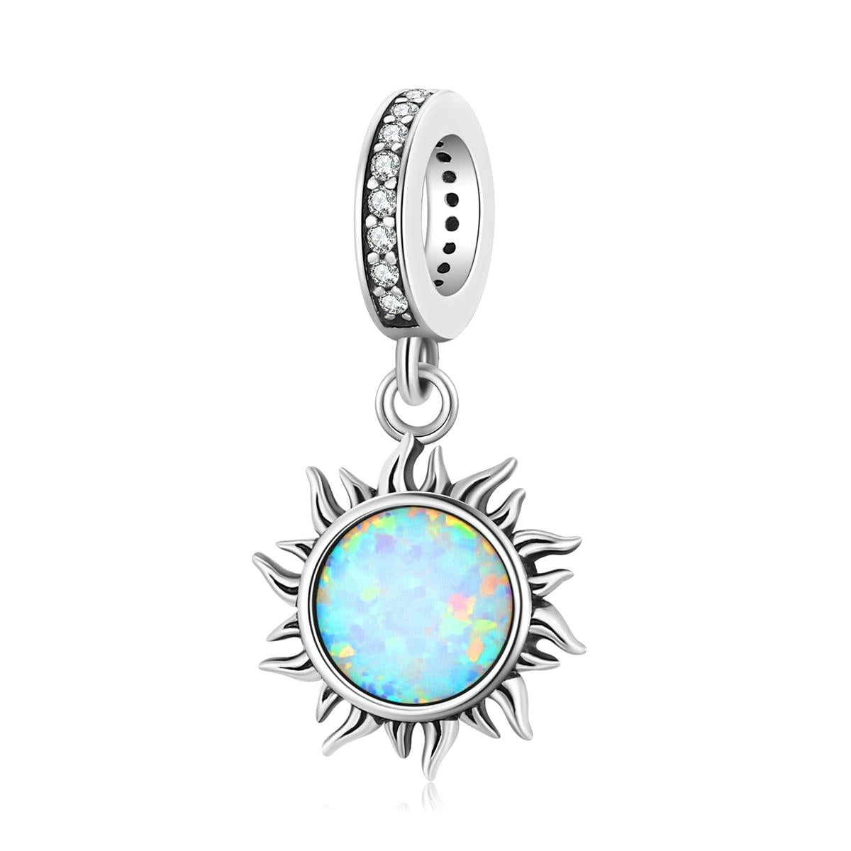 925 Sterling Silver Opal Sun Pendant For Diy Bracelets & Necklaces