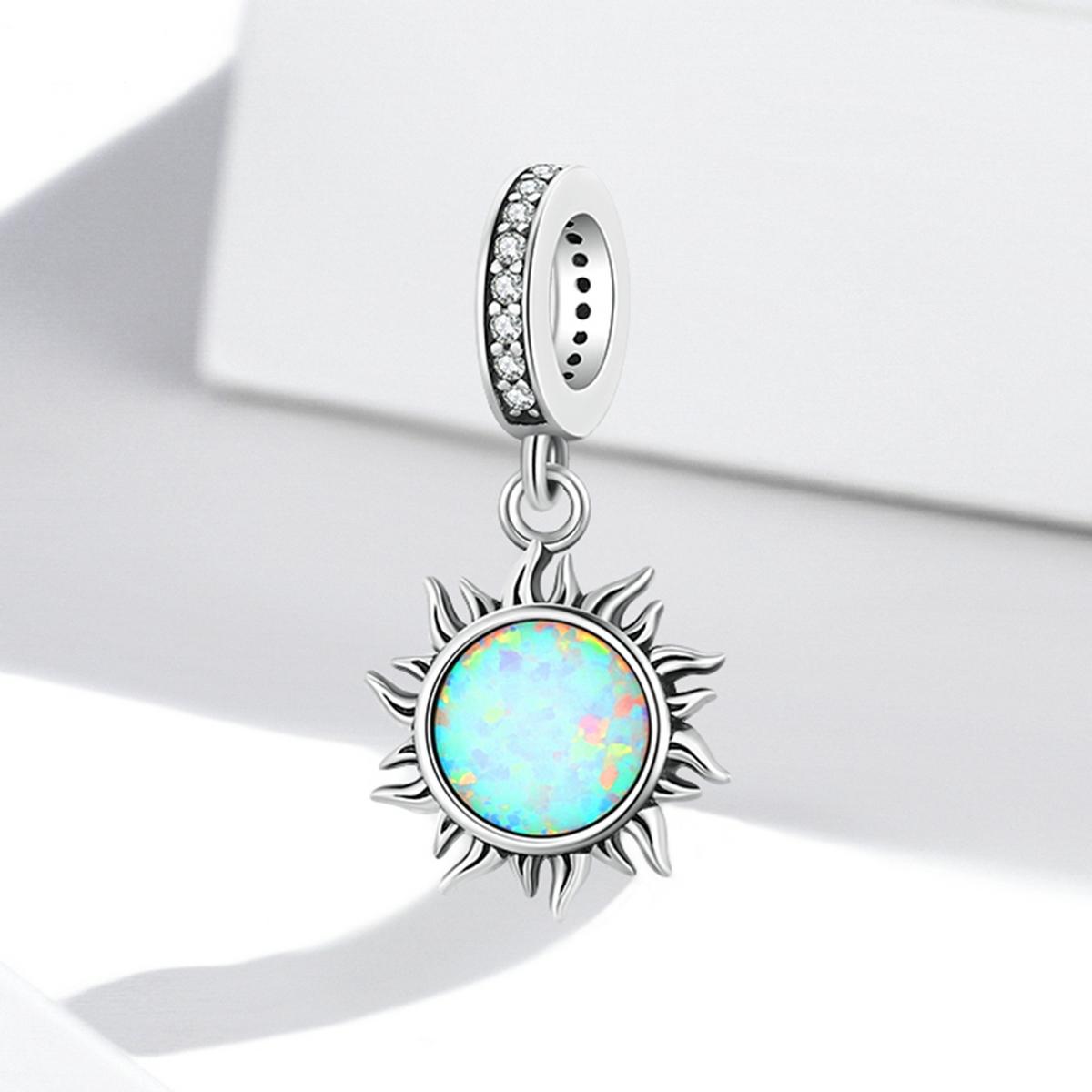 925 Sterling Silver Opal Sun Pendant For Diy Bracelets & Necklaces