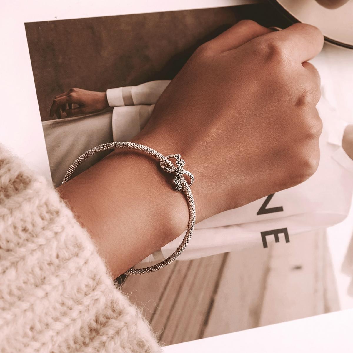 925 Sterling Silver Floral Bead Bracelet / Necklace Accessory