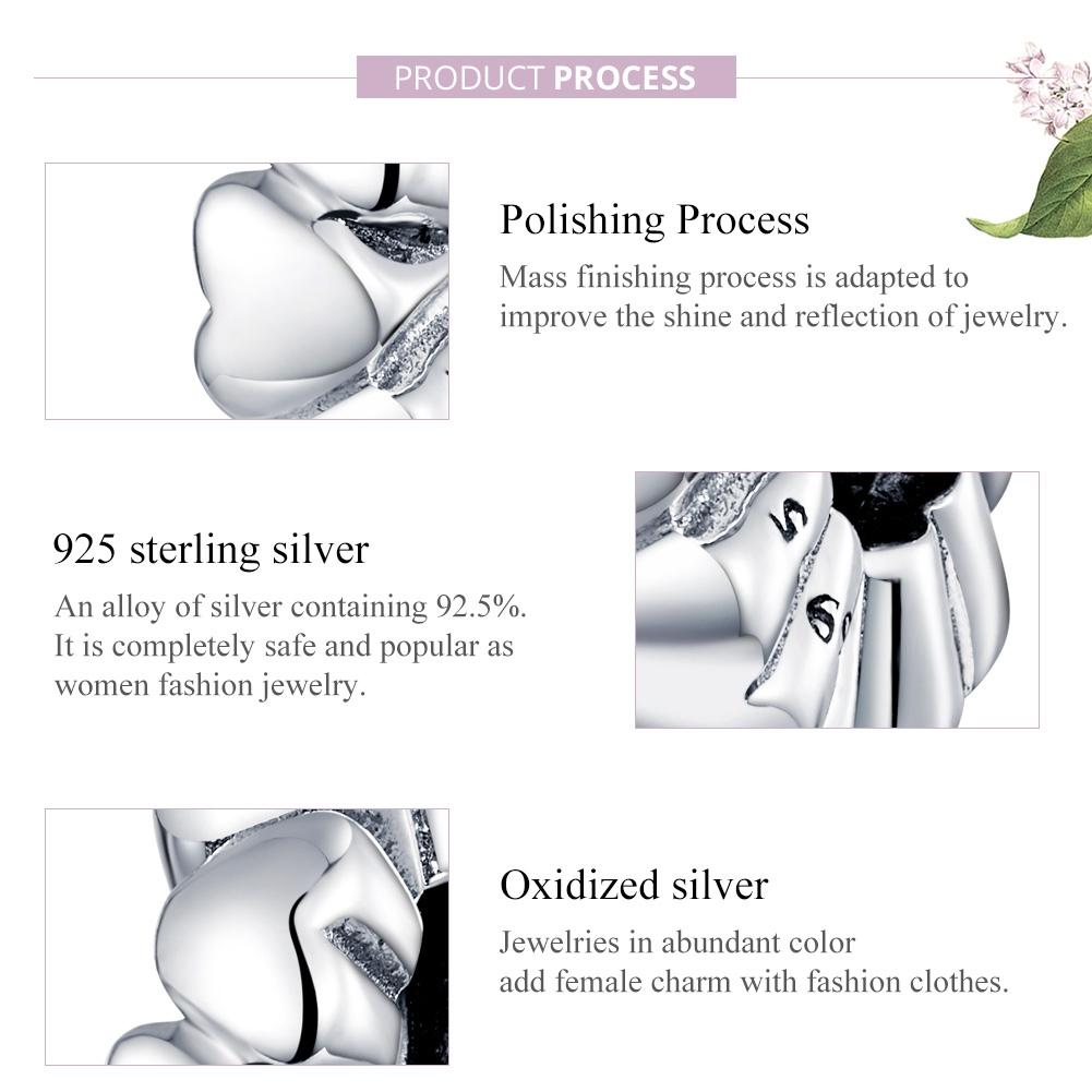 925 Sterling Silver Heart Beads For Diy Bracelets & Necklaces