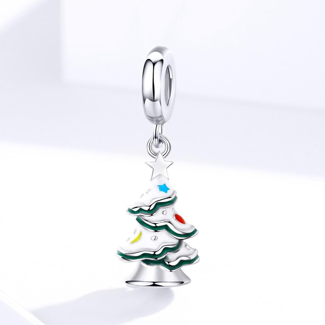 925 Sterling Silver Platinum Plated Christmas Tree Pendant For Diy Bracelets And Necklaces