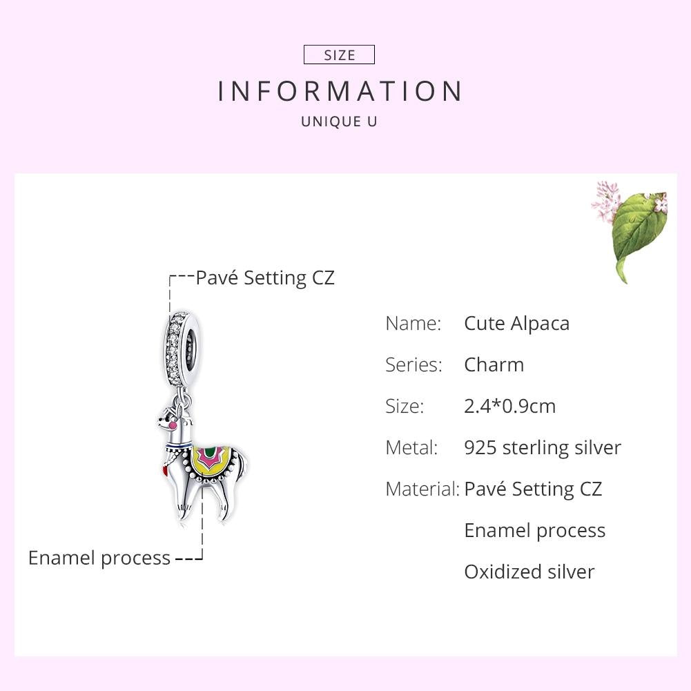 925 Sterling Silver Adorable Alpaca Pendant For Diy Bracelets & Necklaces