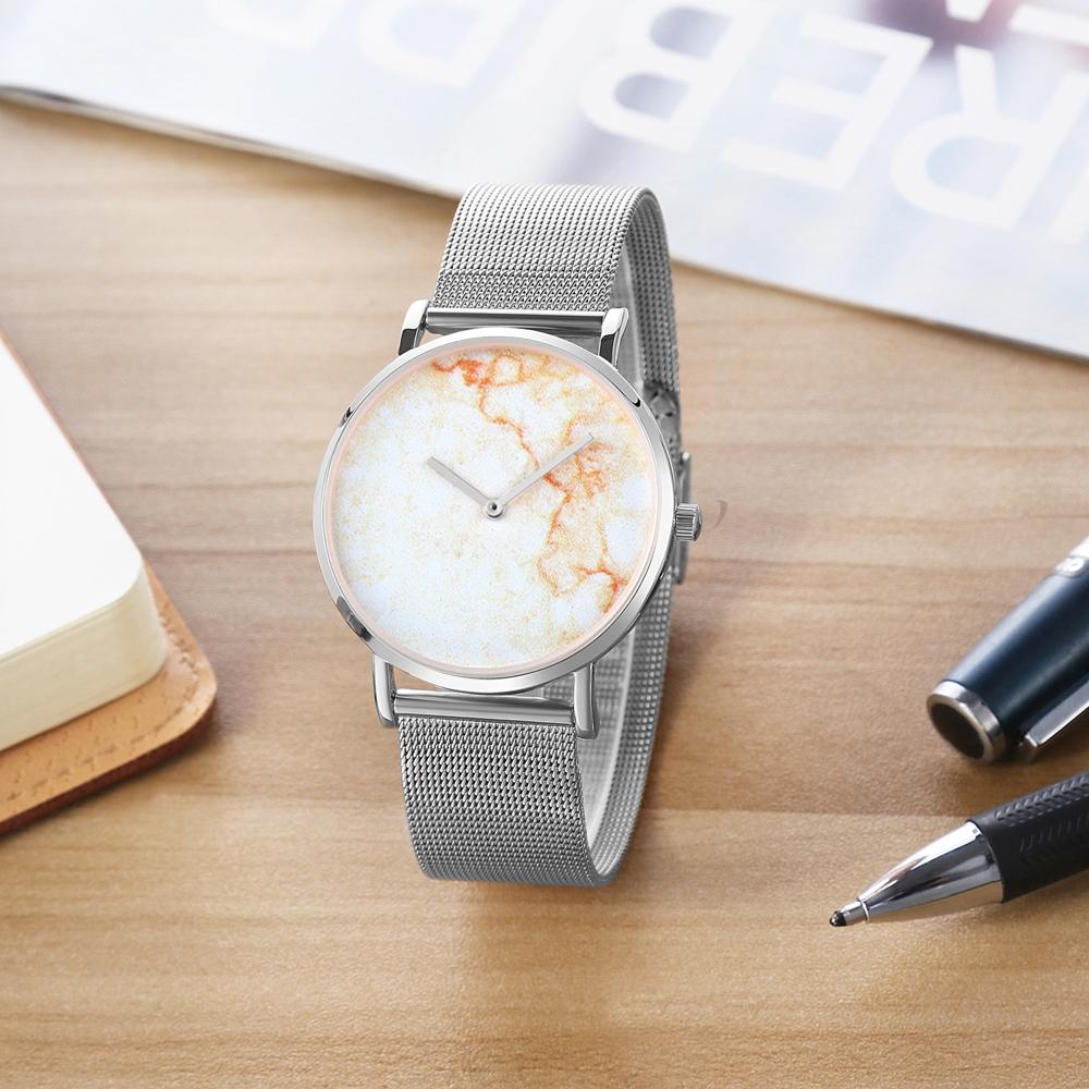 Stylish Women Quartz Watch with Stainless Steel Band - Round Dial Silver Alloy Case - Wa0730A