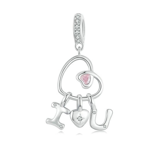 925 Sterling Silver Platinum Plated Love Letter Pendant