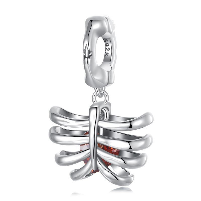 925 Sterling Silver Vintage Oxidized Rib Skull Pendant