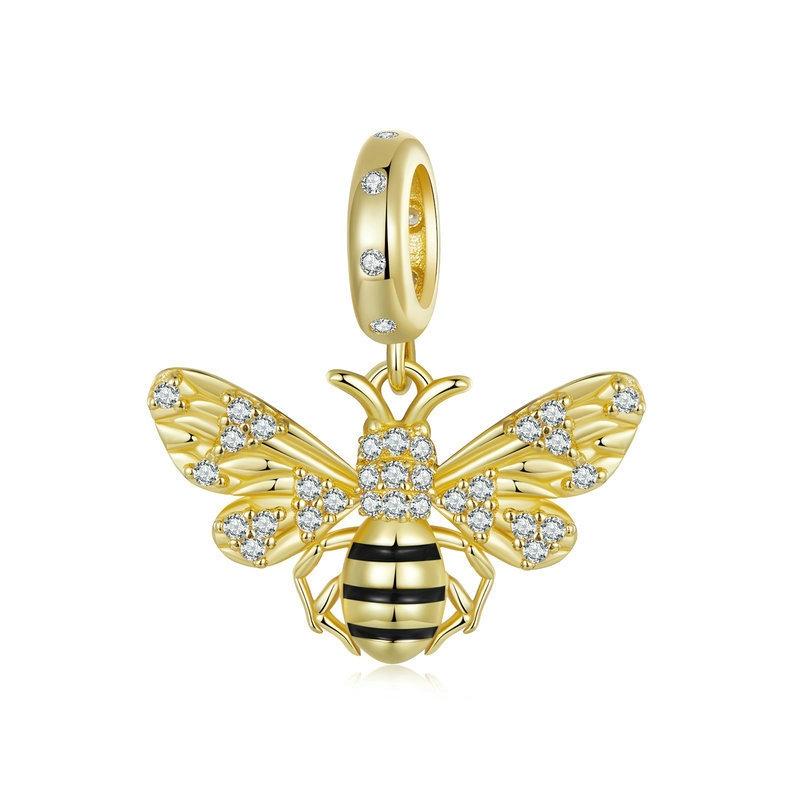925 Sterling Silver Gold Plated Bee Bracelet Pendant