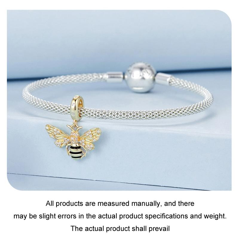 925 Sterling Silver Gold Plated Bee Bracelet Pendant