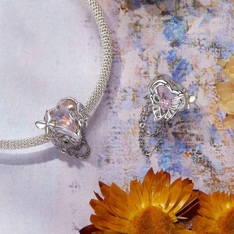 925 Sterling Silver Opal Butterfly Tassel Beads