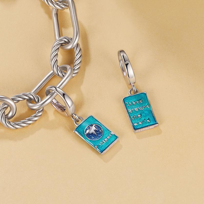 925 Sterling Silver Openable Passport Pendant For Travel