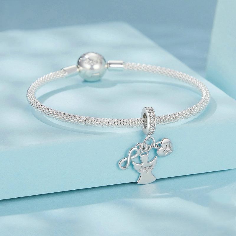 925 Sterling Silver Guardian Angel Good Luck Pendant