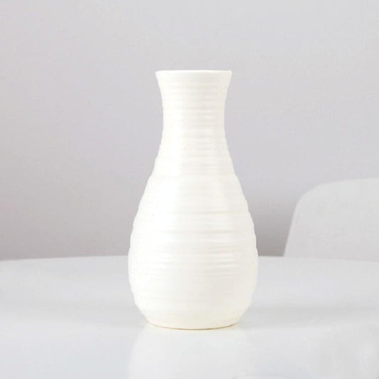 Creative Desktop Flower Vase - Modern Plastic Decoration - Milk White