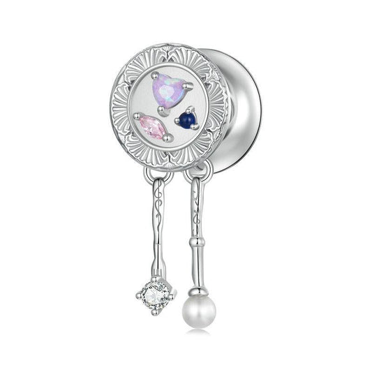 925 Sterling Silver Platinum Plated Tassel Beads Bracelet With