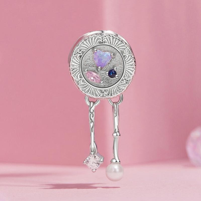 925 Sterling Silver Platinum Plated Tassel Beads Bracelet With