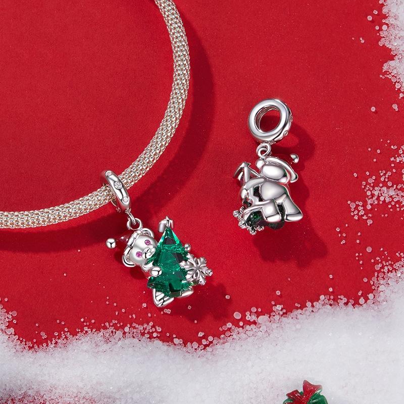 925 Sterling Silver Christmas Bear Pendant