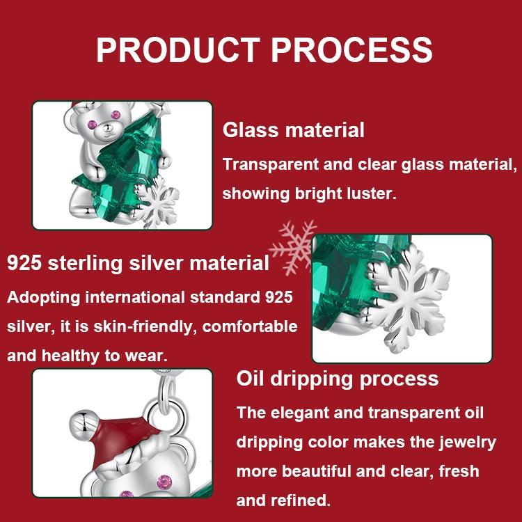 925 Sterling Silver Christmas Bear Pendant