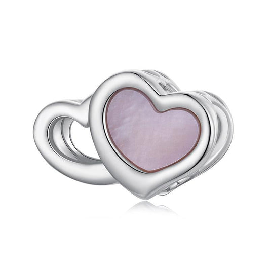 925 Sterling Silver Platinum Plated Pink Heart Diy Beads
