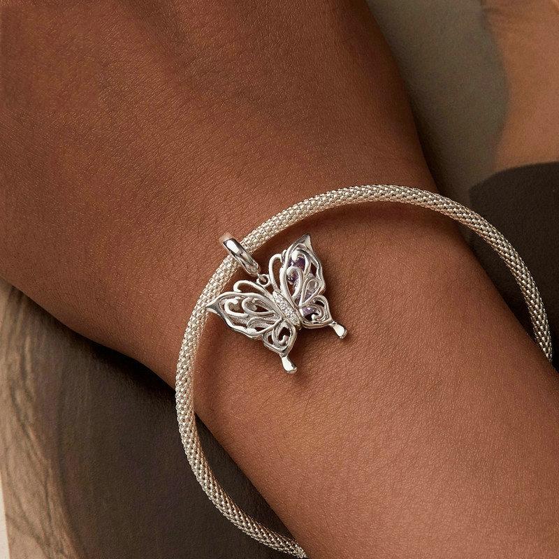 925 Sterling Silver Platinum Plated Butterfly Diy Beads