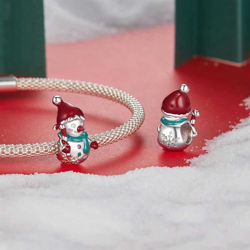 925 Sterling Silver Snowman Bracelet Beads